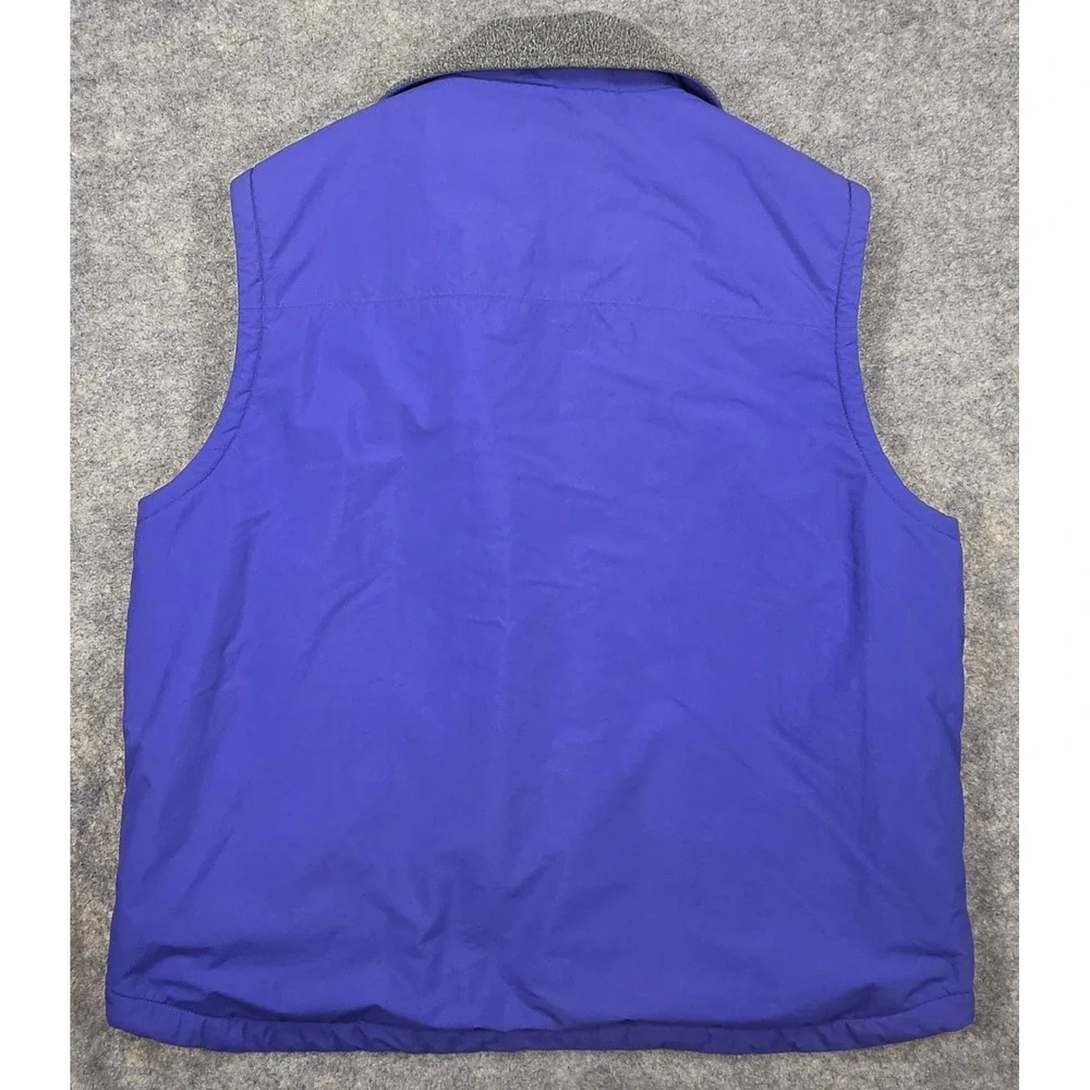 LL Bean Mens Large Blue Fleece Lined Three Season Vest Nylon Full Zip O WY07